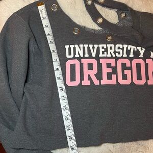 LF Furst Of A Kind University Of Oregon Cropped Grey & Pink Cutoff Sweatshirt